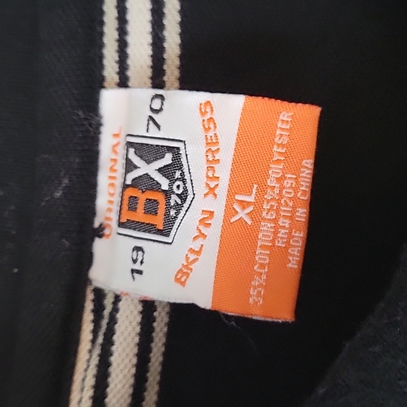 Bklyn Xpress Mens Polo Sz. XL Cotton Blend Logo Black Orange White Stripe - Picture 3 of 6